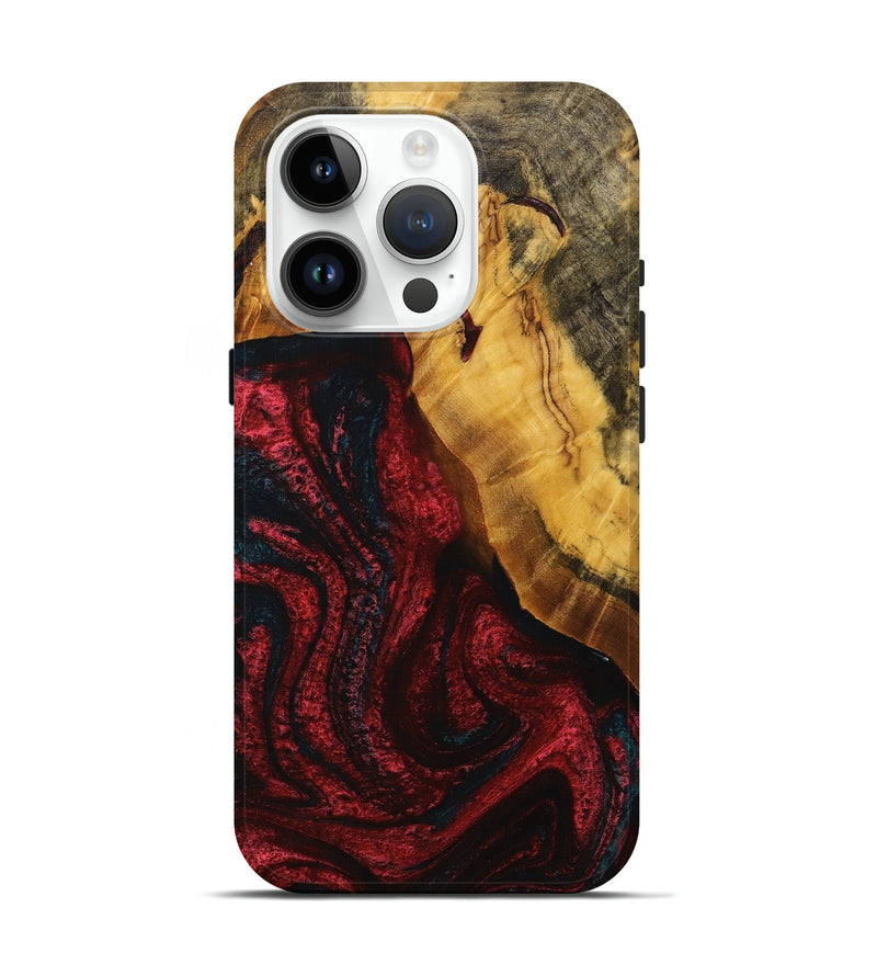 iPhone 15 Pro Wood+Resin Live Edge Phone Case - Brittani (Red, 714201)