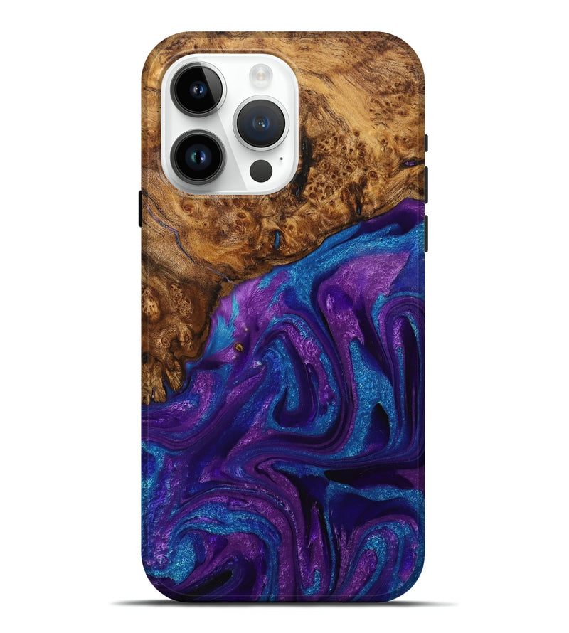 iPhone 15 Pro Max Wood+Resin Live Edge Phone Case - Chelsie (Purple, 714205)