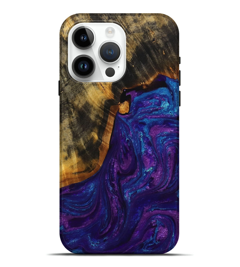 iPhone 15 Pro Max Wood+Resin Live Edge Phone Case - Frankie (Purple, 714206)