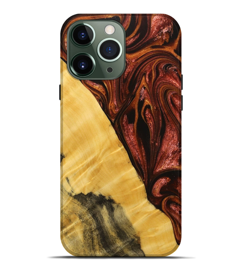 iPhone 13 Pro Max Wood+Resin Live Edge Phone Case - Patrick (Red, 714230)