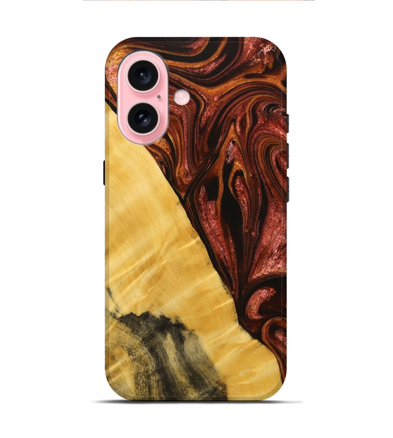 iPhone 16 Wood+Resin Live Edge Phone Case - Patrick (Red, 714230)