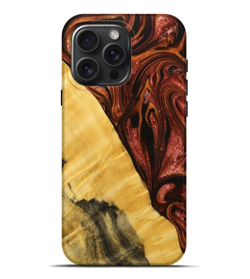 iPhone 16 Pro Max Wood+Resin Live Edge Phone Case - Patrick (Red, 714230)