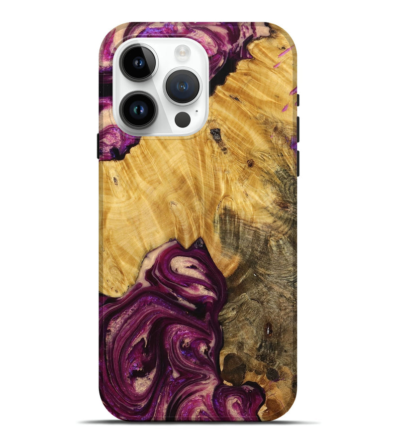 iPhone 15 Pro Max Wood+Resin Live Edge Phone Case - Irma (Purple, 714235)