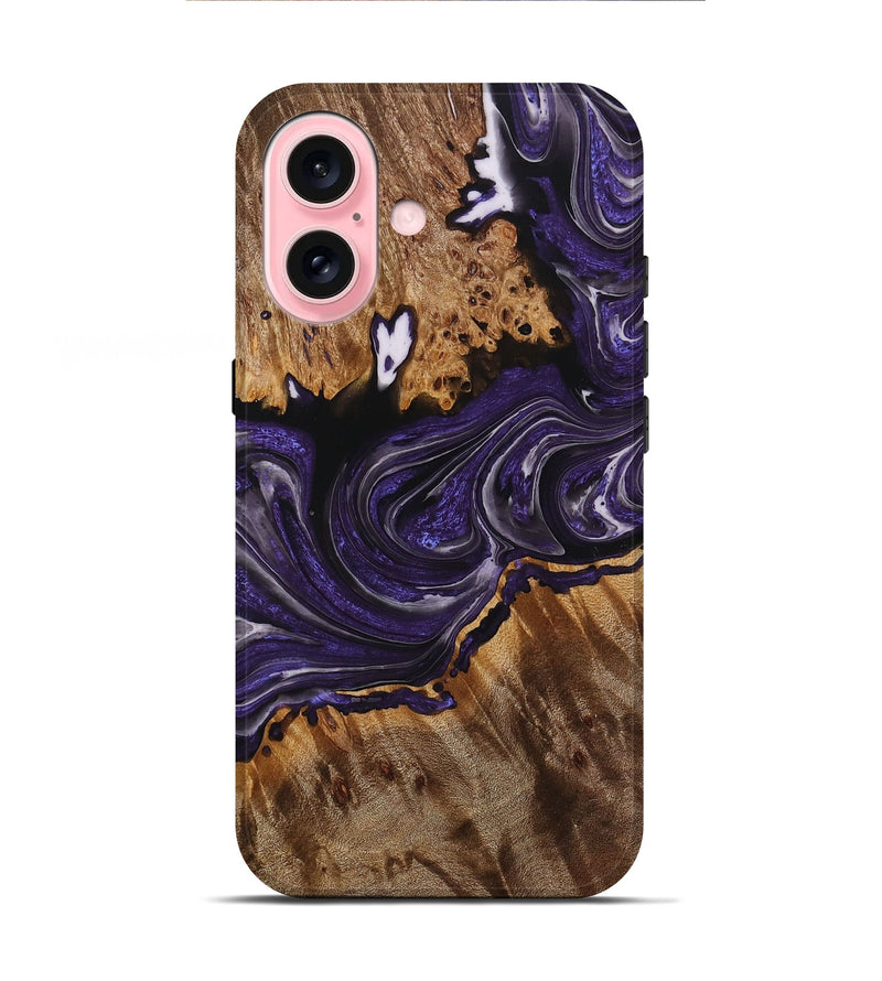 iPhone 16 Wood+Resin Live Edge Phone Case - Cali (Purple, 714246)