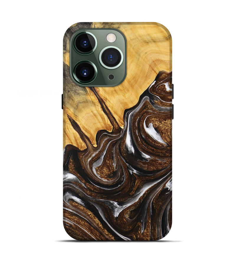 iPhone 13 Pro Wood+Resin Live Edge Phone Case - Janiya (Black & White, 714255)