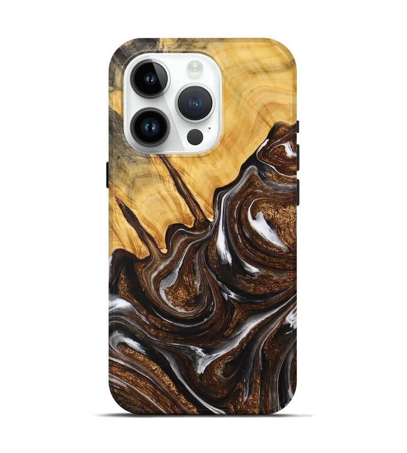 iPhone 15 Pro Wood+Resin Live Edge Phone Case - Janiya (Black & White, 714255)