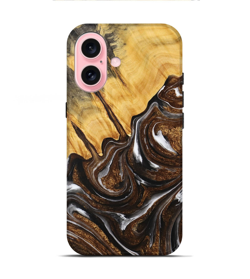 iPhone 16 Wood+Resin Live Edge Phone Case - Janiya (Black & White, 714255)