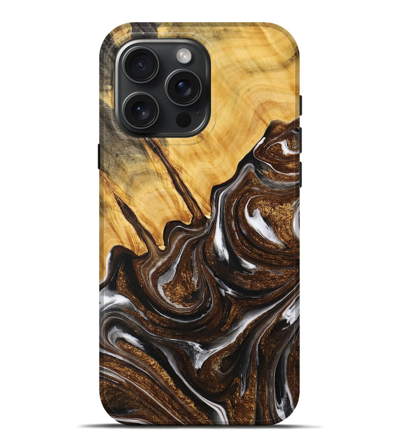 iPhone 16 Pro Max Wood+Resin Live Edge Phone Case - Janiya (Black & White, 714255)