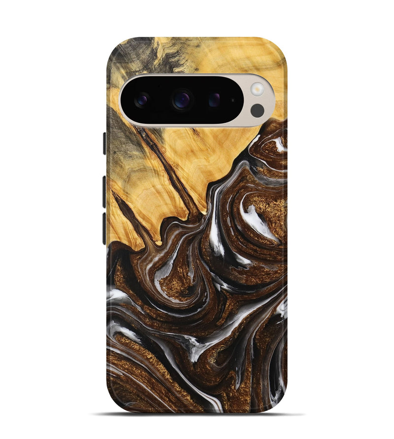 Pixel 9 Wood+Resin Live Edge Phone Case - Janiya (Black & White, 714255)