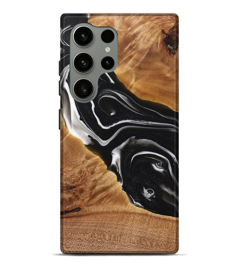 Galaxy S24 Ultra Wood+Resin Live Edge Phone Case - Angie (Black & White, 714256)