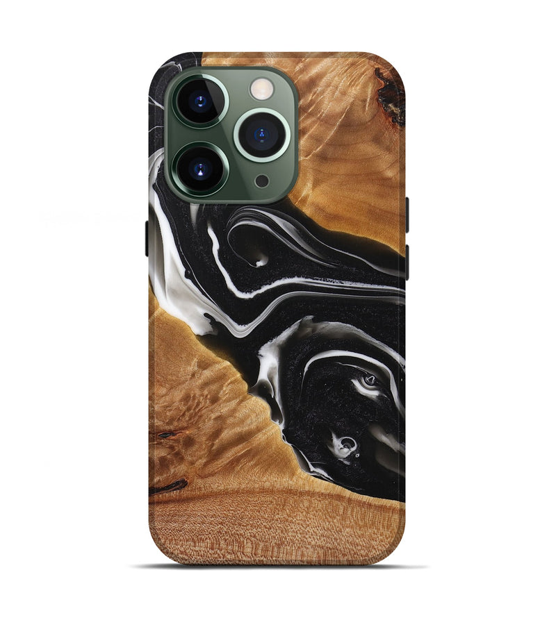 iPhone 13 Pro Wood+Resin Live Edge Phone Case - Angie (Black & White, 714256)