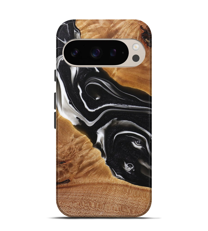 Pixel 9 Wood+Resin Live Edge Phone Case - Angie (Black & White, 714256)