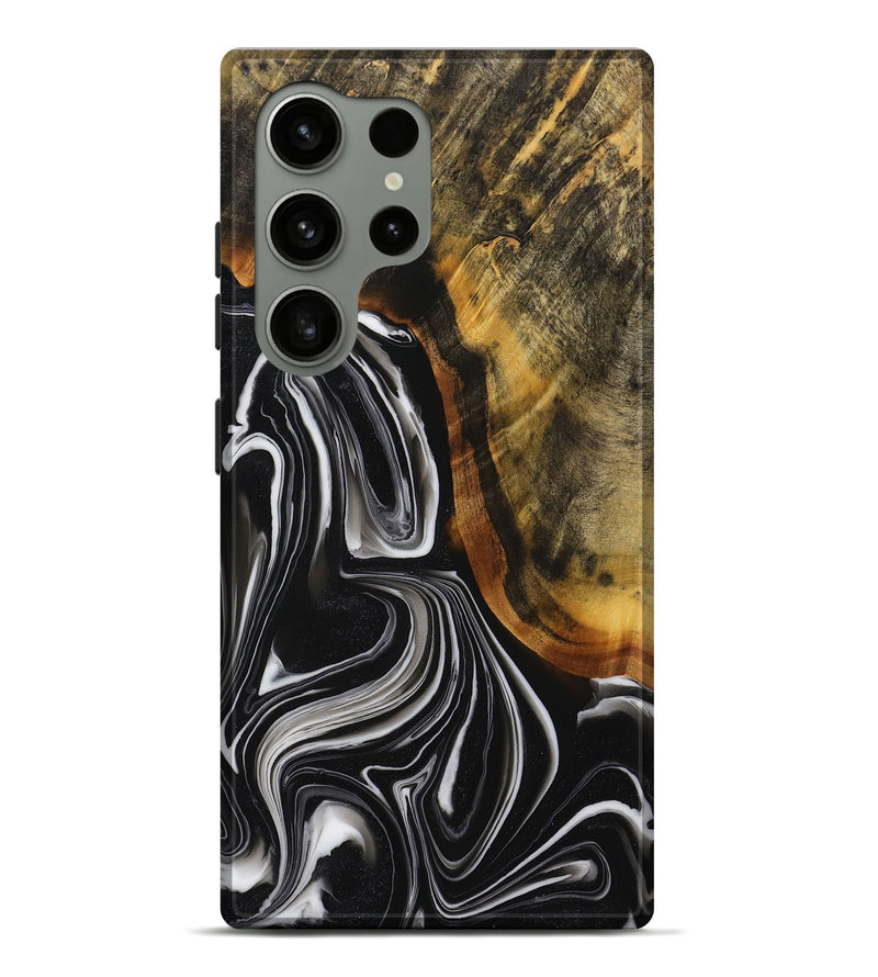 Galaxy S24 Ultra Wood+Resin Live Edge Phone Case - Beth (Black & White, 714257)