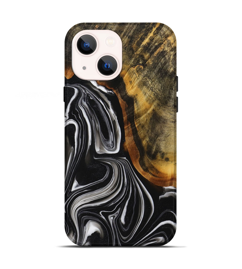 iPhone 13 Wood+Resin Live Edge Phone Case - Beth (Black & White, 714257)