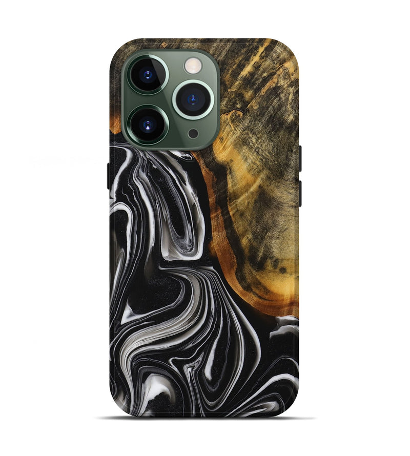 iPhone 13 Pro Wood+Resin Live Edge Phone Case - Beth (Black & White, 714257)