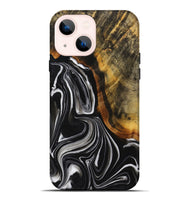 iPhone 14 Plus Wood+Resin Live Edge Phone Case - Beth (Black & White, 714257)