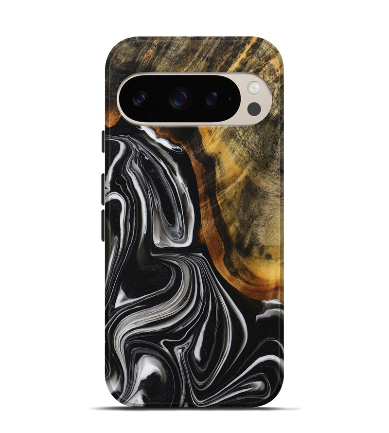 Pixel 9 Wood+Resin Live Edge Phone Case - Beth (Black & White, 714257)