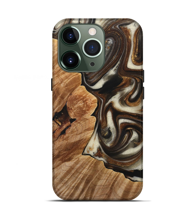 iPhone 13 Pro Wood+Resin Live Edge Phone Case - Willa (Black & White, 714271)