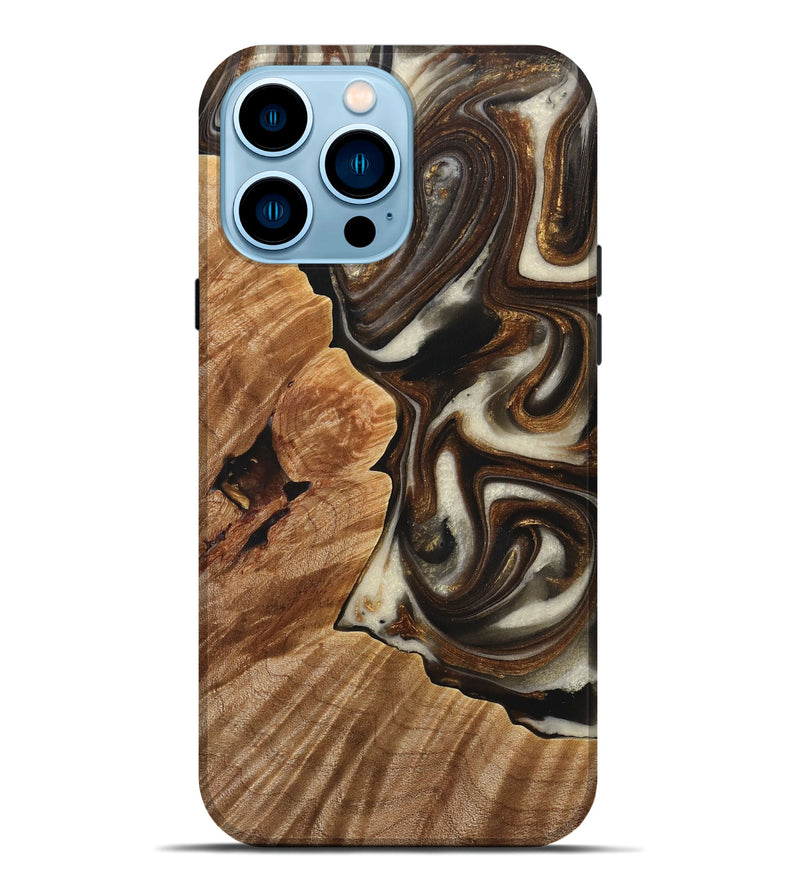 iPhone 14 Pro Max Wood+Resin Live Edge Phone Case - Willa (Black & White, 714271)