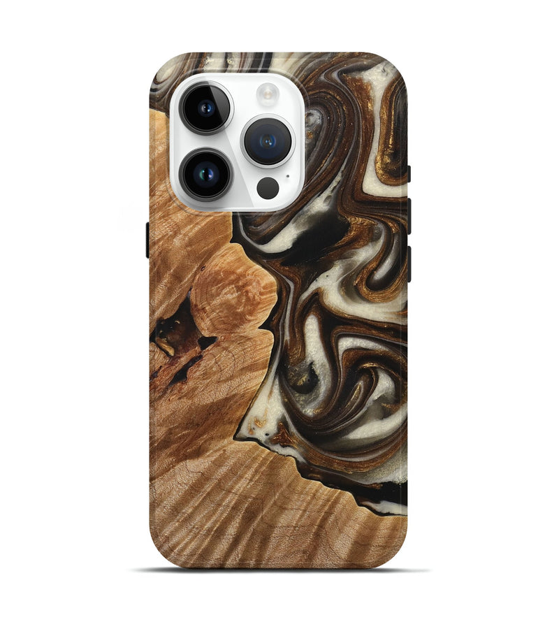 iPhone 15 Pro Wood+Resin Live Edge Phone Case - Willa (Black & White, 714271)