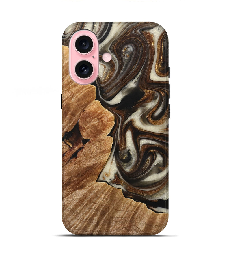 iPhone 16 Wood+Resin Live Edge Phone Case - Willa (Black & White, 714271)