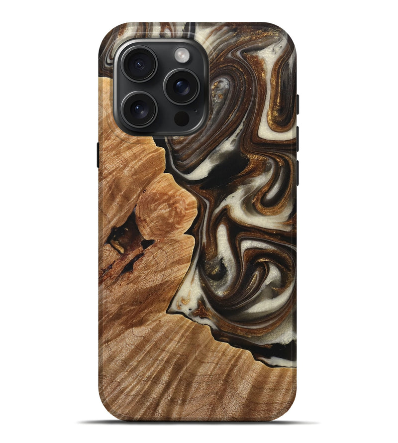 iPhone 16 Pro Max Wood+Resin Live Edge Phone Case - Willa (Black & White, 714271)