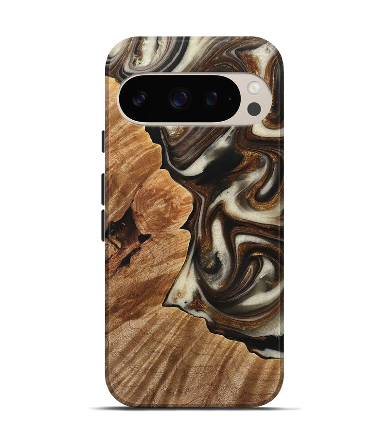 Pixel 9 Wood+Resin Live Edge Phone Case - Willa (Black & White, 714271)