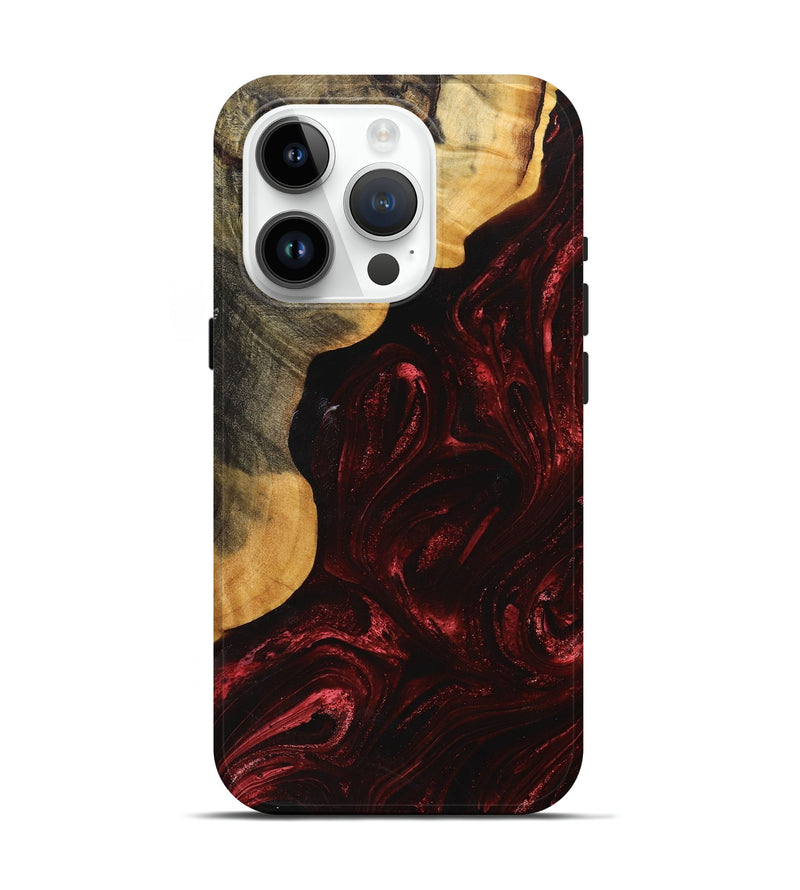 iPhone 15 Pro Wood+Resin Live Edge Phone Case - Melanie (Red, 714275)