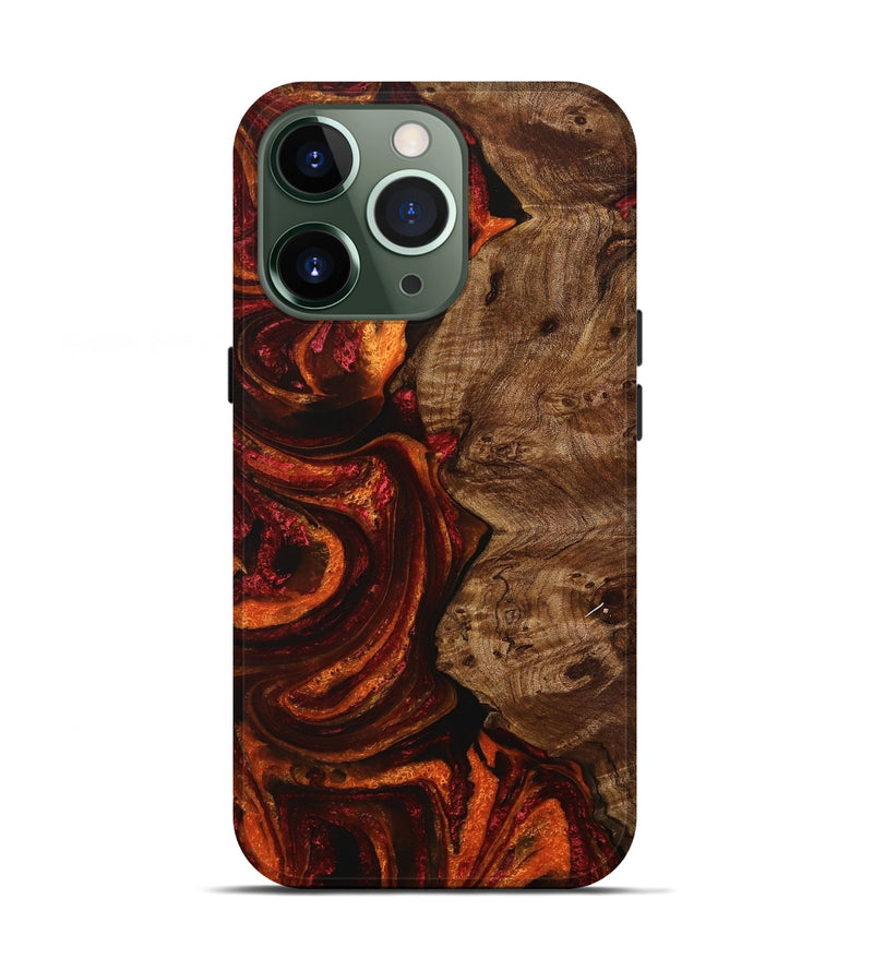 iPhone 13 Pro Wood+Resin Live Edge Phone Case - Beatrice (Red, 714284)