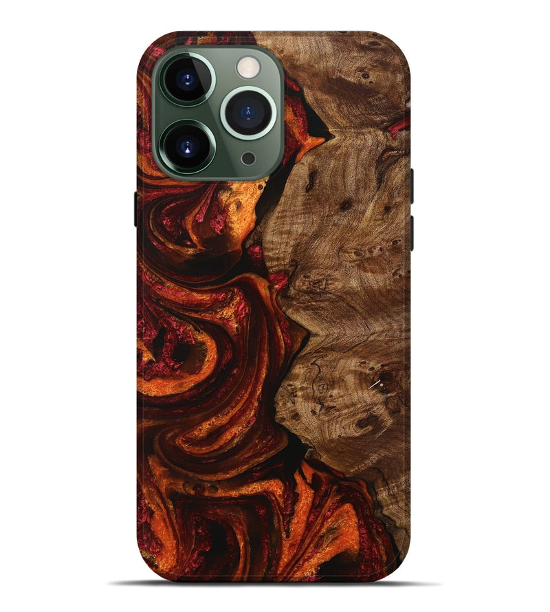 iPhone 13 Pro Max Wood+Resin Live Edge Phone Case - Beatrice (Red, 714284)