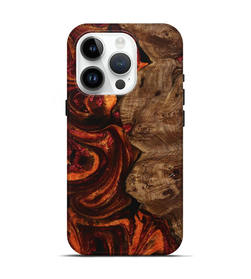 iPhone 15 Pro Wood+Resin Live Edge Phone Case - Beatrice (Red, 714284)