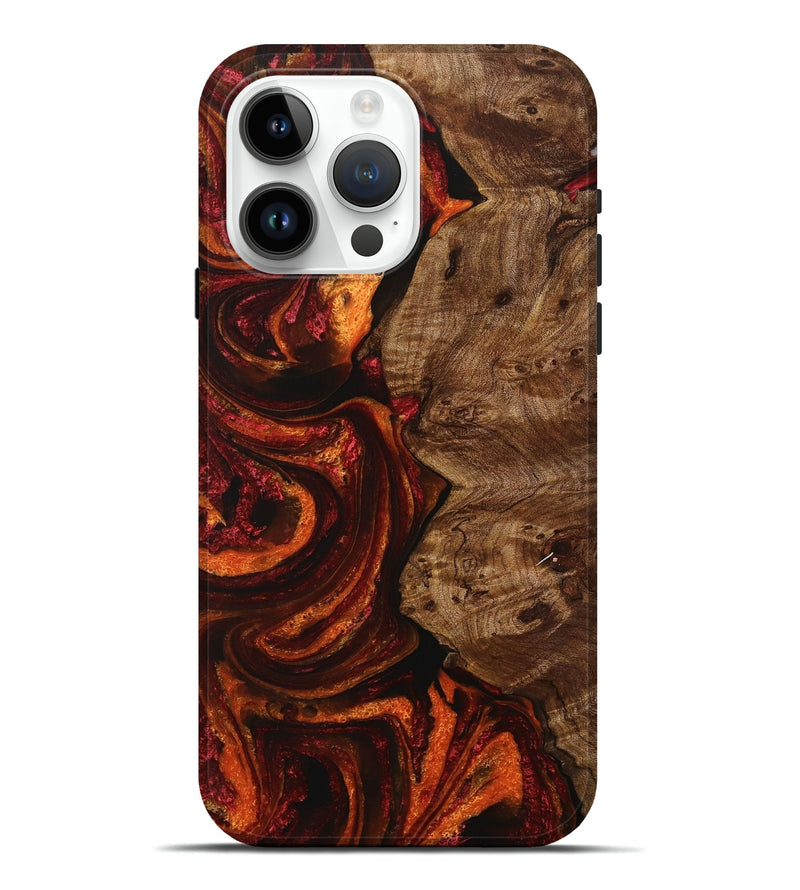 iPhone 15 Pro Max Wood+Resin Live Edge Phone Case - Beatrice (Red, 714284)