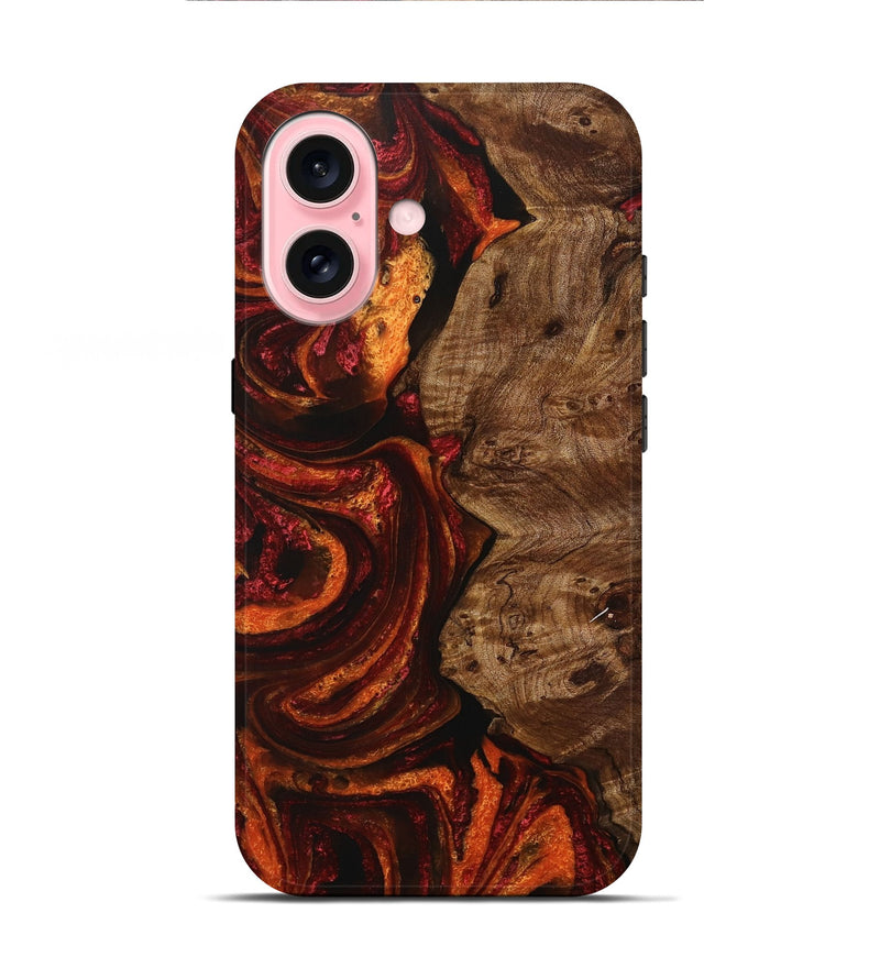 iPhone 16 Wood+Resin Live Edge Phone Case - Beatrice (Red, 714284)