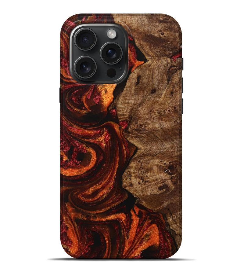 iPhone 16 Pro Max Wood+Resin Live Edge Phone Case - Beatrice (Red, 714284)