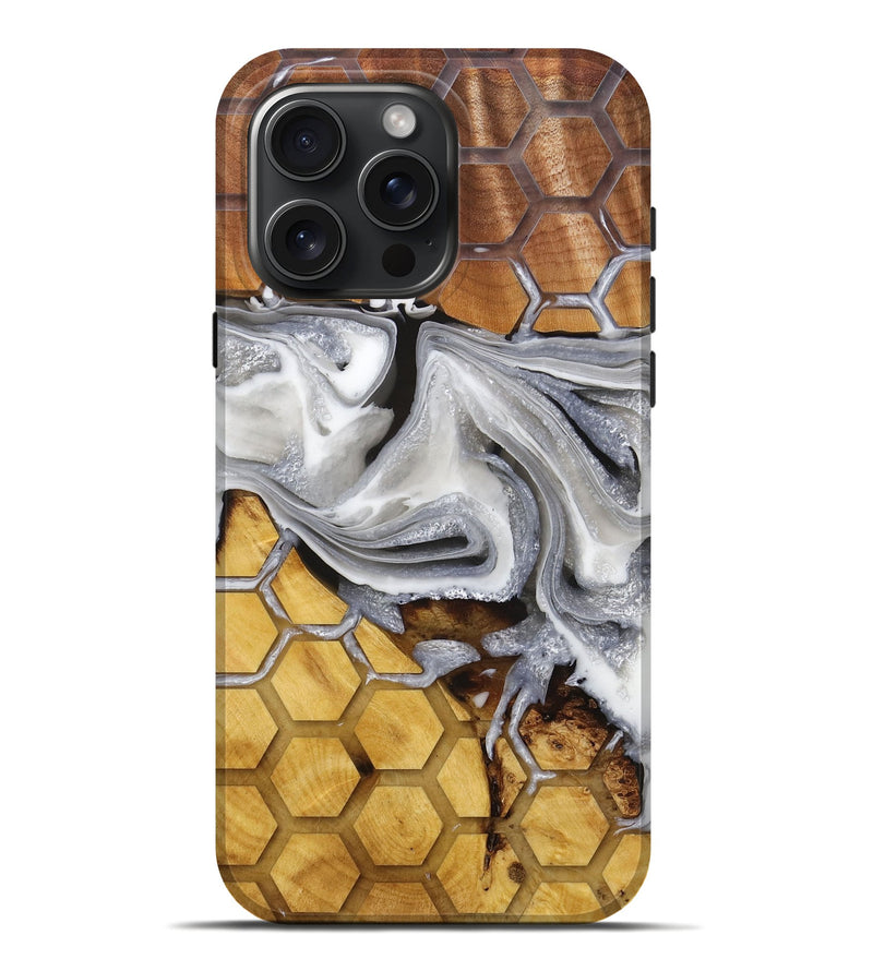 iPhone 16 Pro Max Wood+Resin Live Edge Phone Case - Chasity (Pattern, 714291)