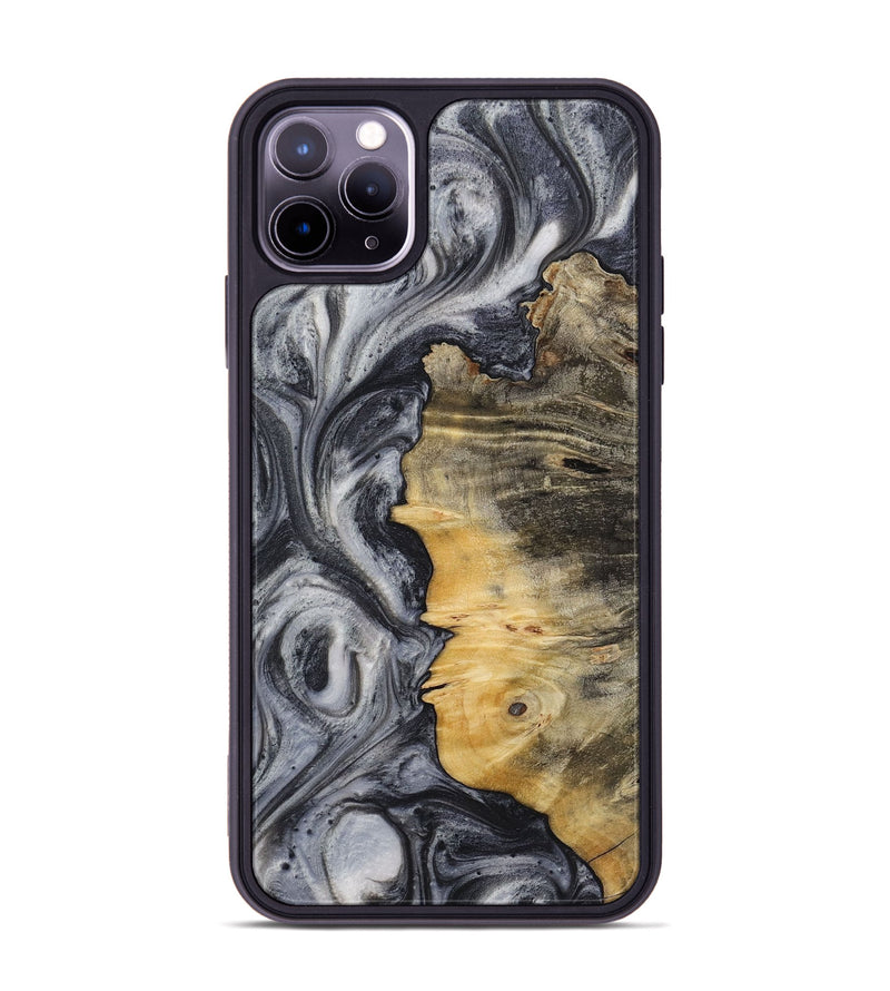 iPhone 11 Pro Max Wood+Resin Phone Case - Brenden (Black & White, 714301)