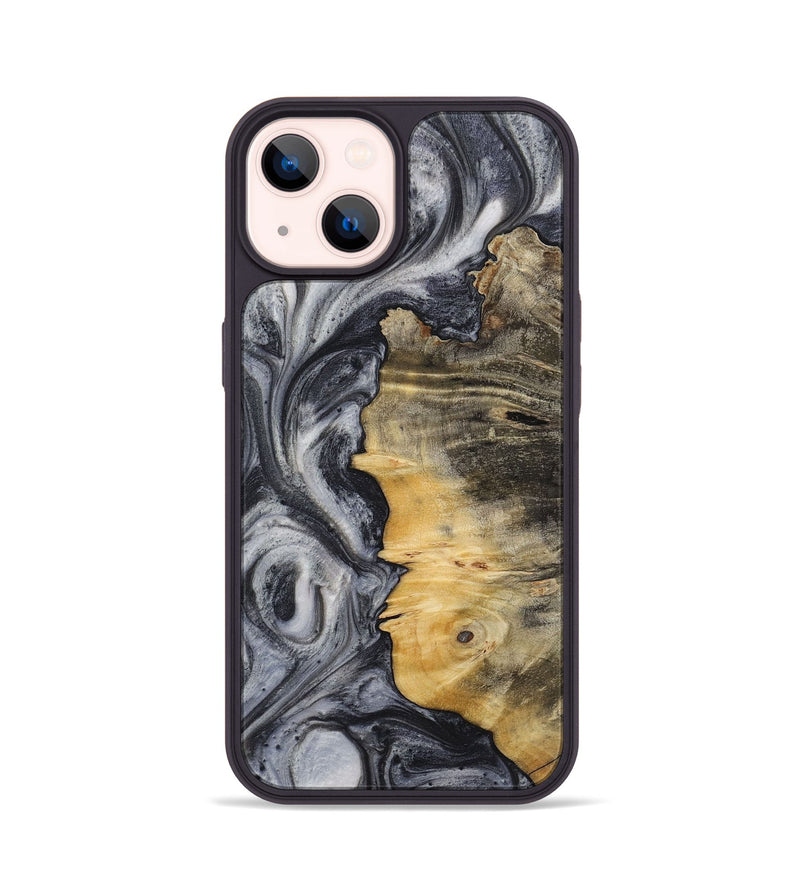 iPhone 14 Wood+Resin Phone Case - Brenden (Black & White, 714301)