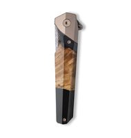 Live Edge Wood+Resin Pocket Knife - Jason (Pure Black, 714435)