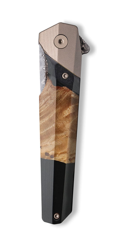 Live Edge Wood+Resin Pocket Knife - Jason (Pure Black, 714435)