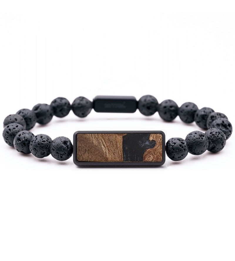 Lava Bead Wood+Resin Bracelet - Kirk (Pure Black, 714529)