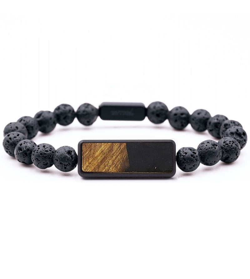 Lava Bead Wood+Resin Bracelet - Pat (Pure Black, 714544)