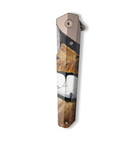 Live Edge Wood+Resin Pocket Knife - Michael (Black & White, 714577)