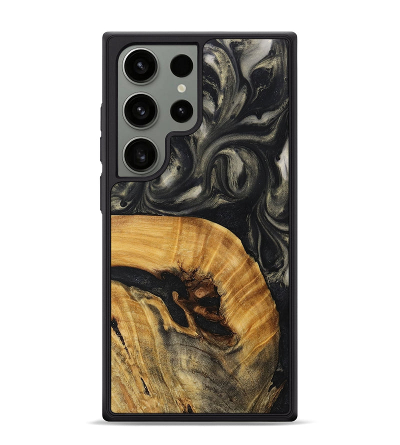 Galaxy S24 Ultra Wood+Resin Phone Case - Dustin (Black & White, 714622)