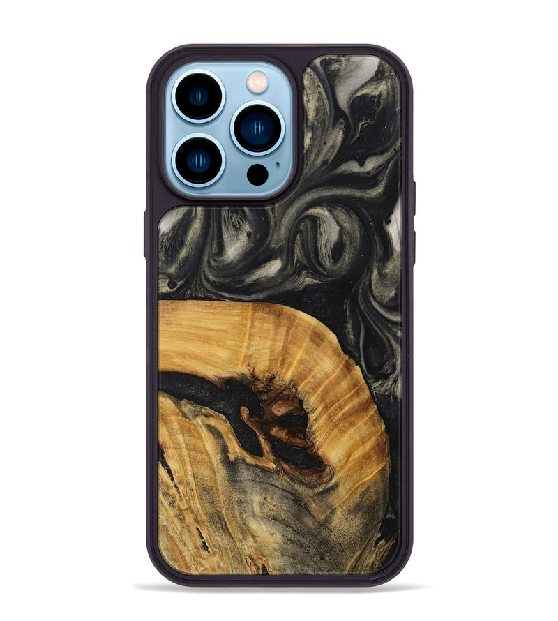 iPhone 14 Pro Max Wood+Resin Phone Case - Dustin (Black & White, 714622)