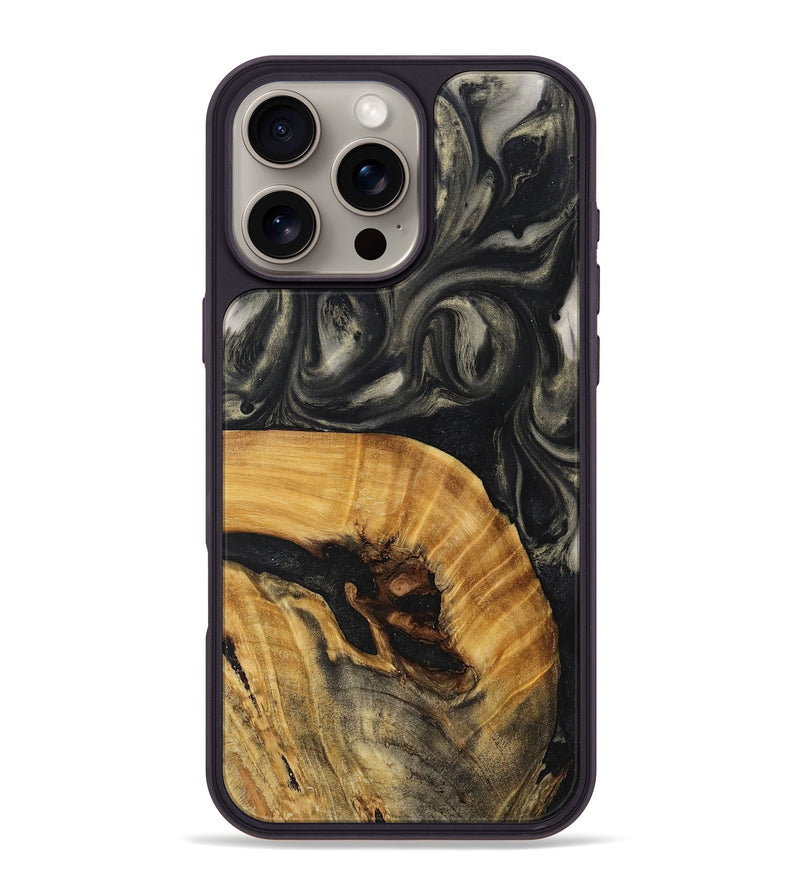 iPhone 16 Pro Max Wood+Resin Phone Case - Dustin (Black & White, 714622)