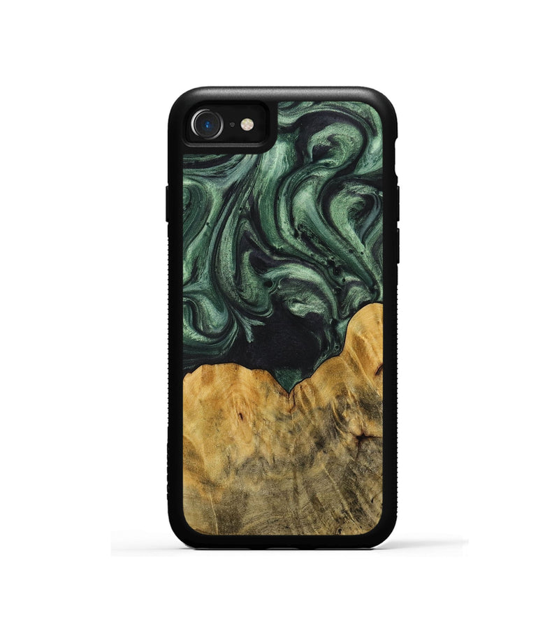 iPhone SE Wood+Resin Phone Case - Cheri (Green, 714644)