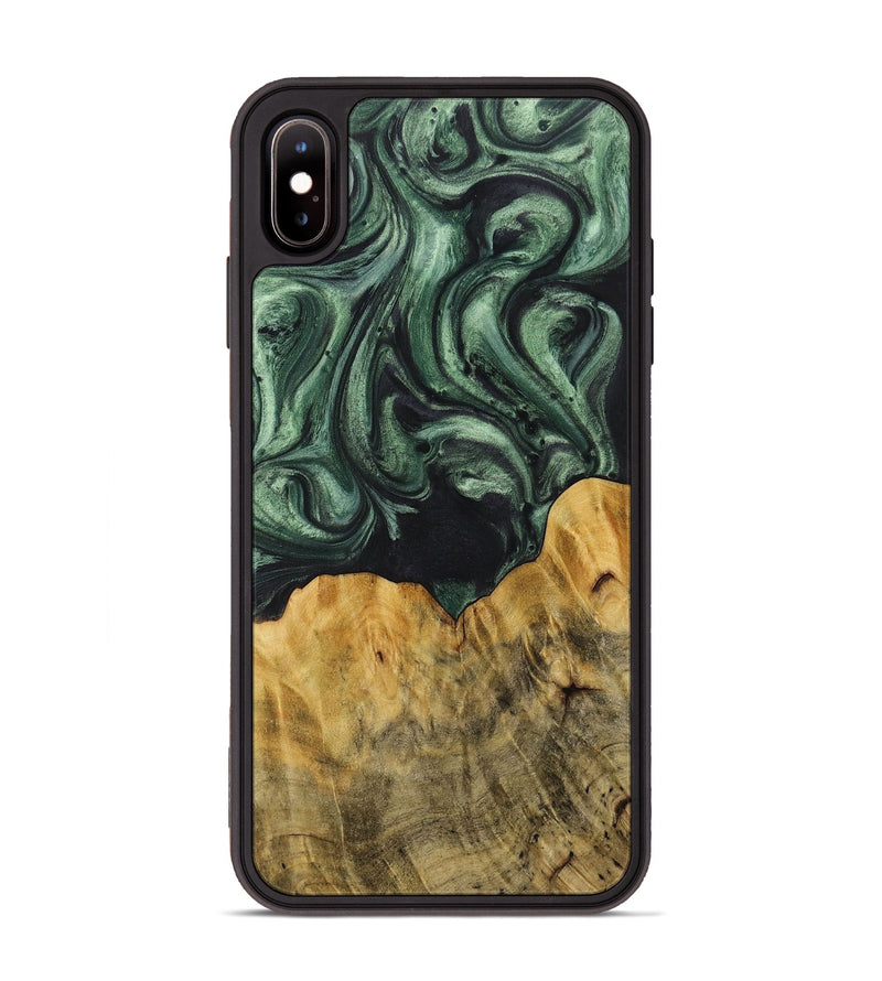 iPhone Xs Max Wood+Resin Phone Case - Cheri (Green, 714644)