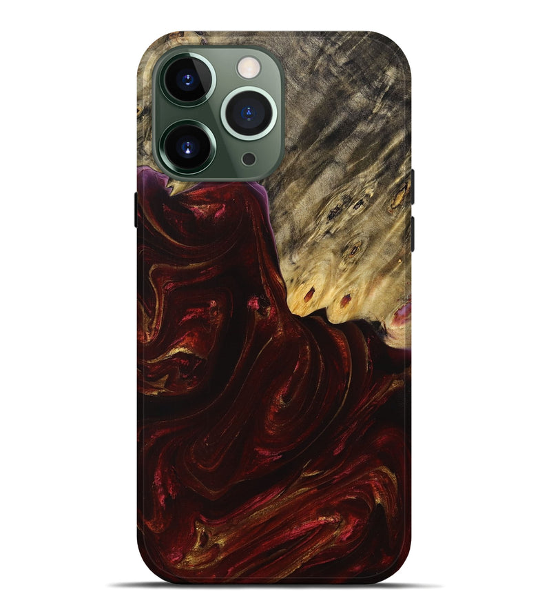 iPhone 13 Pro Max Wood+Resin Live Edge Phone Case - Talan (Red, 714676)