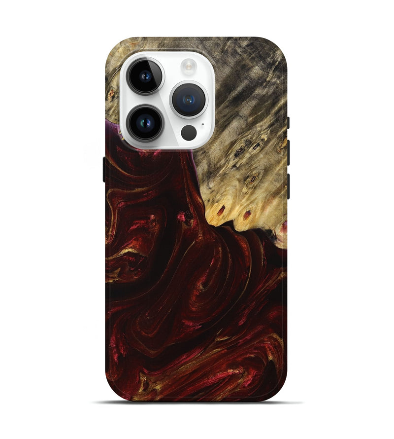 iPhone 15 Pro Wood+Resin Live Edge Phone Case - Talan (Red, 714676)