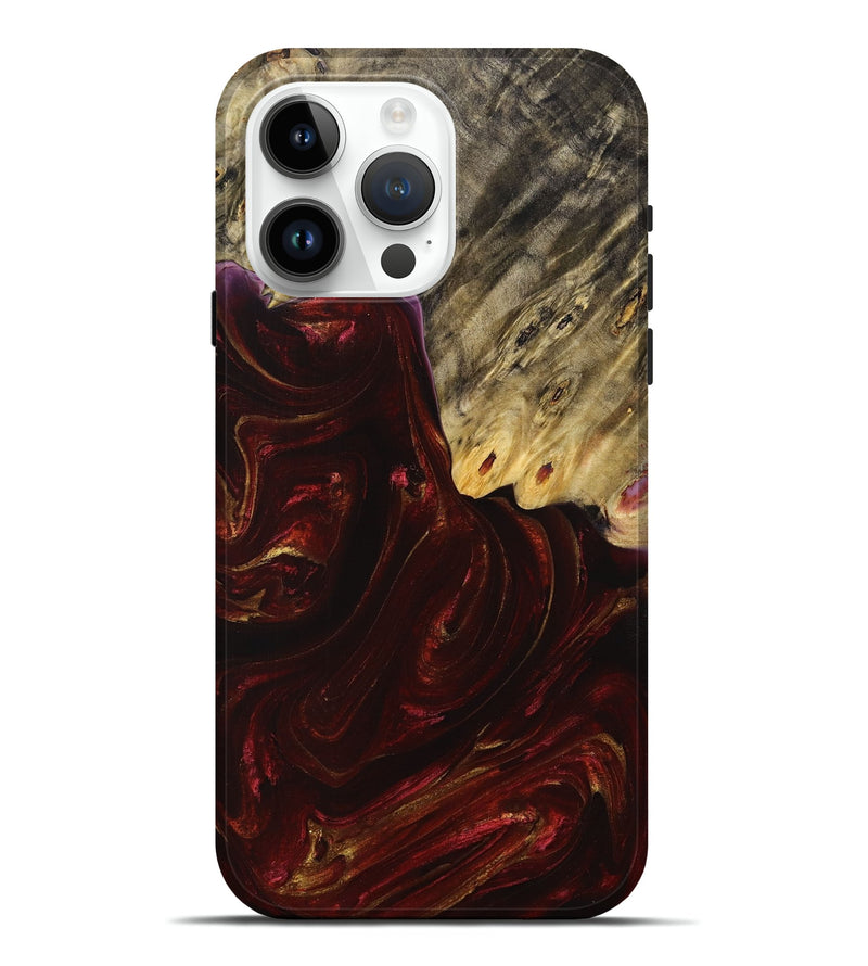 iPhone 15 Pro Max Wood+Resin Live Edge Phone Case - Talan (Red, 714676)